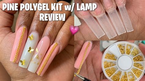 Pine Polygel Kit W Lamp Review 3d Butterfly Charms Chain Nails