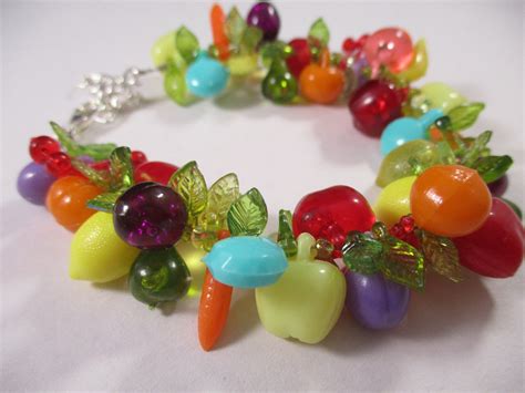 Fruit Bracelet Tutti Frutti Jewelry Vintage Cluster Etsy