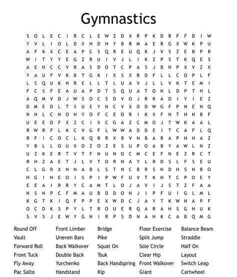 Gymnastics Crosswords Word Searches Bingo Cards Wordmint