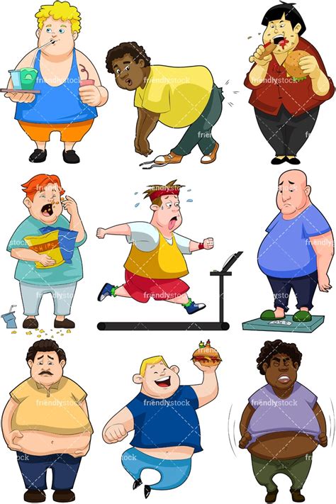 Overweight Man On Treadmill Cartoon Vector Clipart Friendlystock