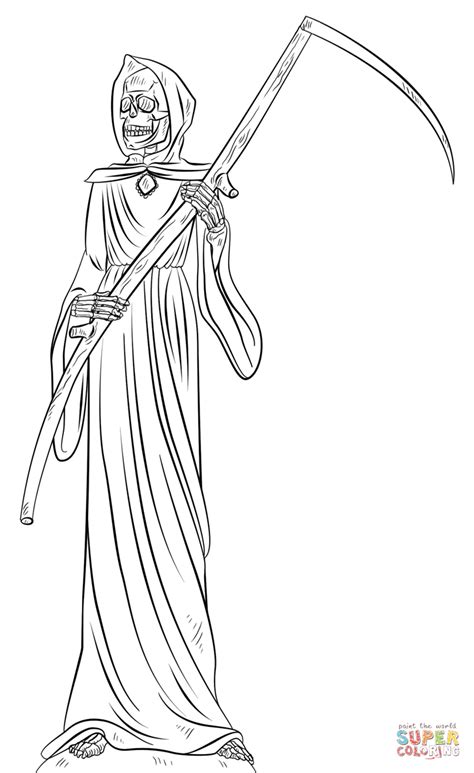 Grim Reaper Line Art Sketch Coloring Page