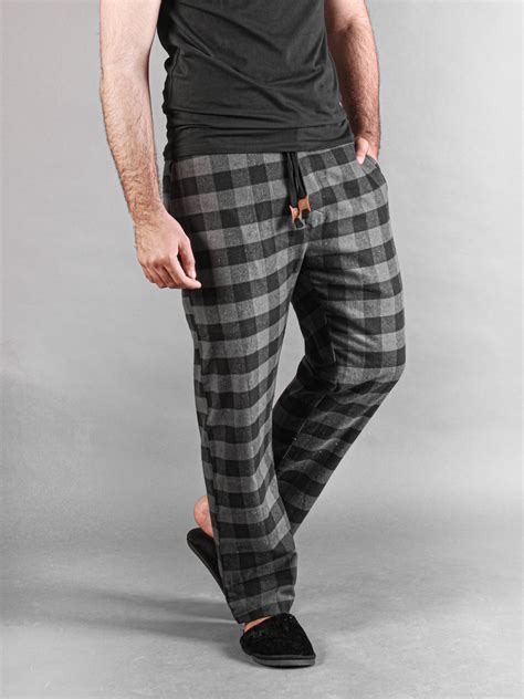 Black And Grey Checkered Flannel Cabin Pants For Men Bombay Trooper