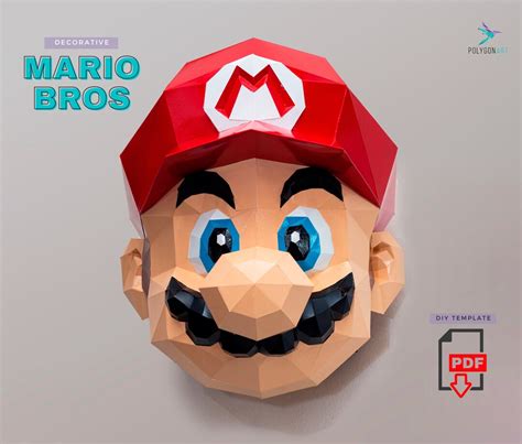 Super Mario Papercraft 3d Origami Paper Craft Low Poly Mario Etsy España