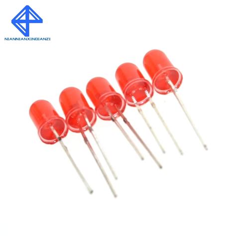 100pcs 5mm Diffused Red Led Diode Dip Round Wide Angle Through Hole 2