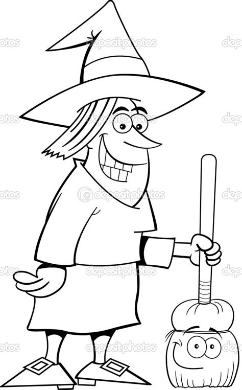 Witch Holding A Broom Stock Vector Image By ©kenbenner 11815938