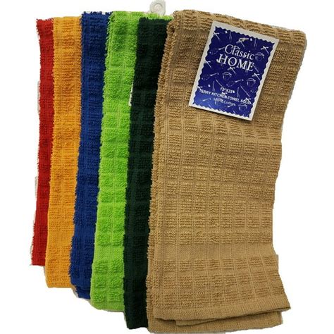 Soft Textiles 12 Pack Kitchen Towels6 Solid Multi Color 100 Cotton