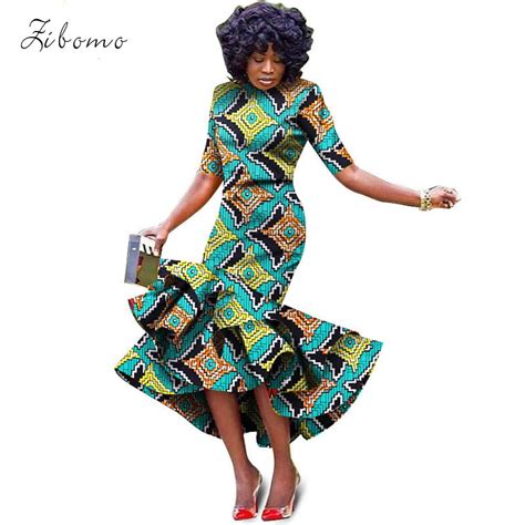Buy African Dresses For Women Wax Fabric Print Banquet