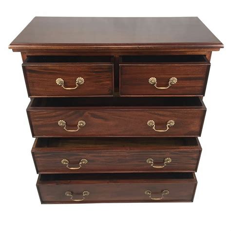 Solid Mahogany Wood Chest 5 Drawers Bedroom Furniture Antique