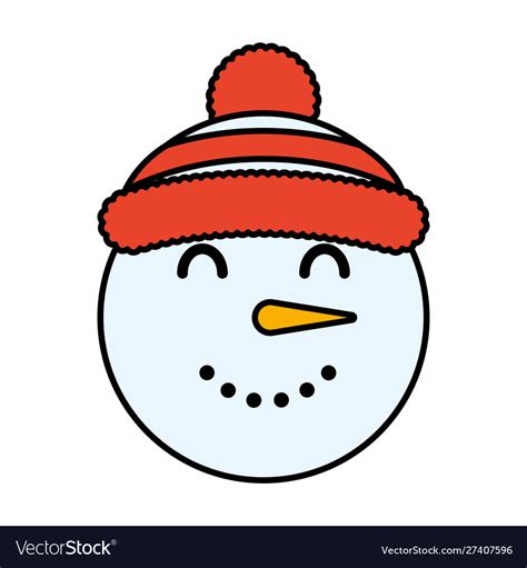 Merry Christmas Cute Snowman Head Character Vector Image