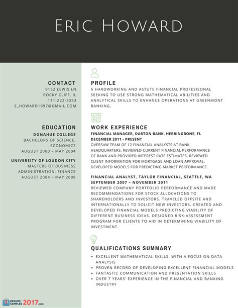 One or two column templates, it's up to you. Finest Resume Samples for Experienced Finance ...