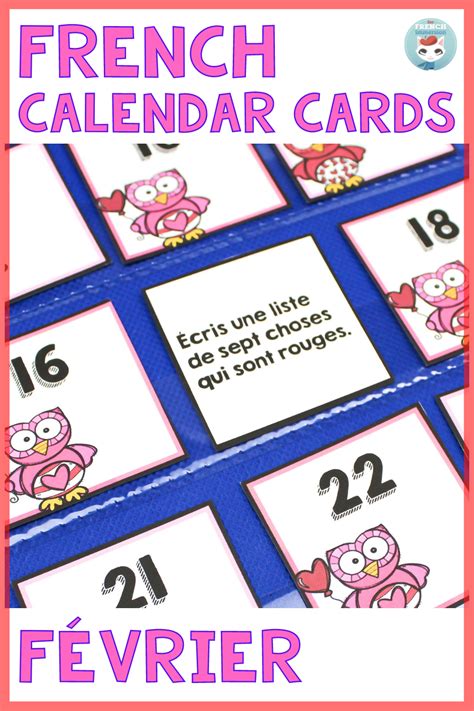 Calendrier De Classe French Calendar Cards With Questions And