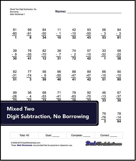 Rocket Math Subtraction Worksheet