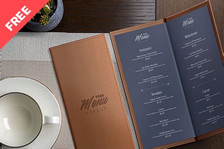 restaurant menu mockup leather texture menu pixpine