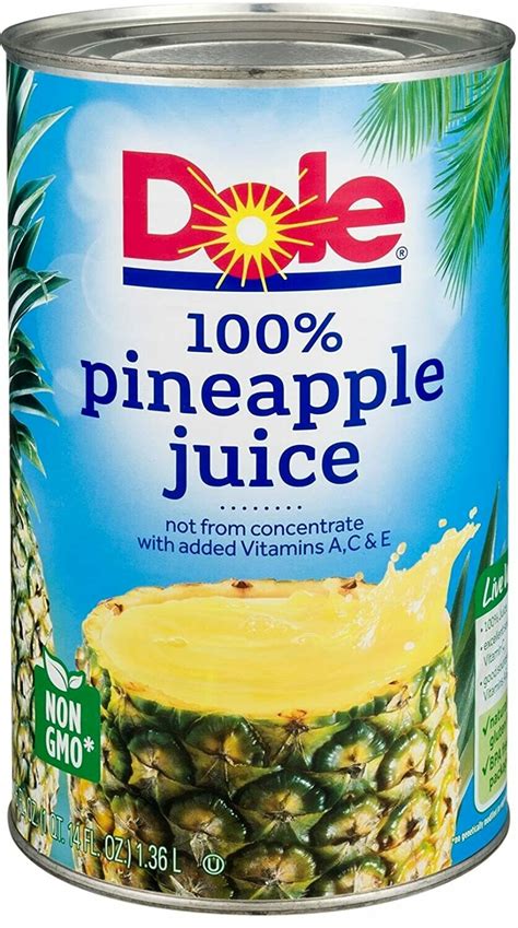 Dole Pineapple Juice 46 Ounces Cans