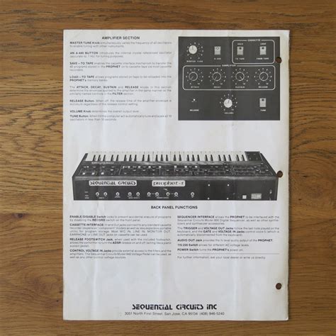 Matrixsynth Sequential Circuits Prophet 5 Spec Sheet