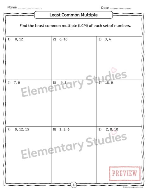 Lcm And Gcf Worksheets Elementary Studies