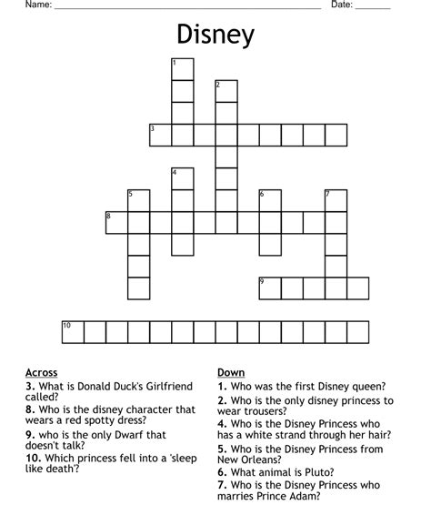 11 Fun Disney Crossword Puzzles Kitty Baby Love Free Printable Disney