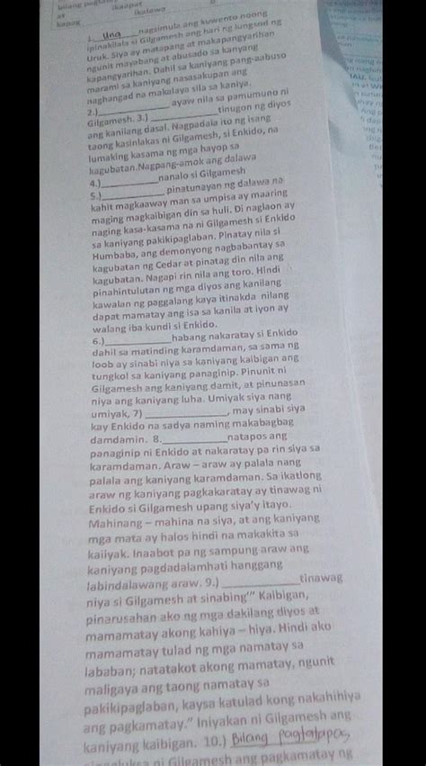 Panuto Punan Ang Patlang Ng Angkop Na Mga Hudyat Sa Pagsunod Sunod