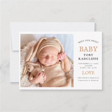 Modern 2 Photo Baby Name And Birth Stats Announcement In