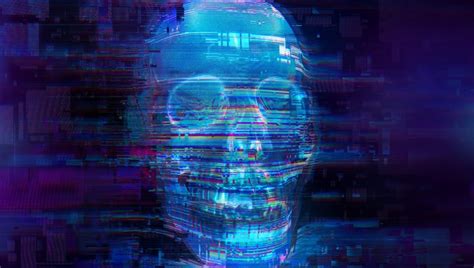 Skull Fear Glitch Art Neon Blue Wallpaper 5120x2880