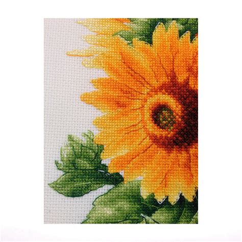 Sunflowers Cross Stitch Kit Floral Embroidery Modern Cross Etsy