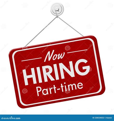 Now Hiring Part Time Hanging Red Sign Stock Illustration Illustration Of White Wanted 238534053
