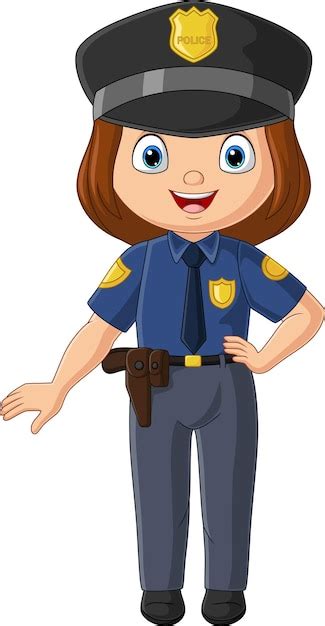 Premium Vector Cartoon Police Woman In Uniform