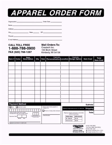 This free general service invoice template is in microsoft excel spreadsheet format. Apparel Order Form Template | Order form template ...