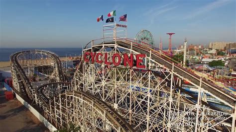 Coney Island 12 Cyclone Aerial Drone Stock Footage 4k Youtube