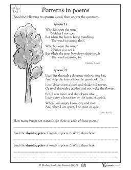 3rd grade Reading Worksheets: Poems: identifying patterns | 3rd grade