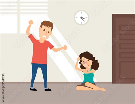 Domestic Violence Man Beating Woman Concept Buy This Stock Vector And