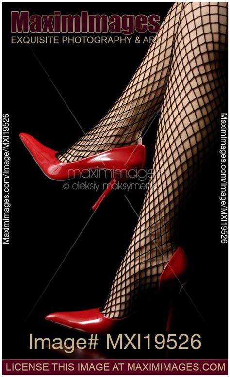 Photo Of Sexy Legs Red High Heel Shoes And Fishnets Stock Image Mxi