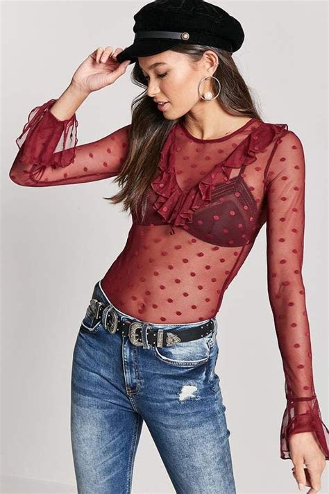 Forever Polka Dot Sheer Mesh Top Cheap Sheer Tops Popsugar Fashion Photo