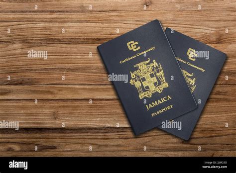 jamaican passport on a wooden background the jamaican passport is issued to citizens of jamaica