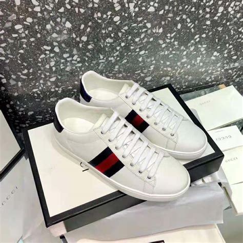 Gucci Unisex Ace Classic Low Top Leather Sneaker White Brandsoff