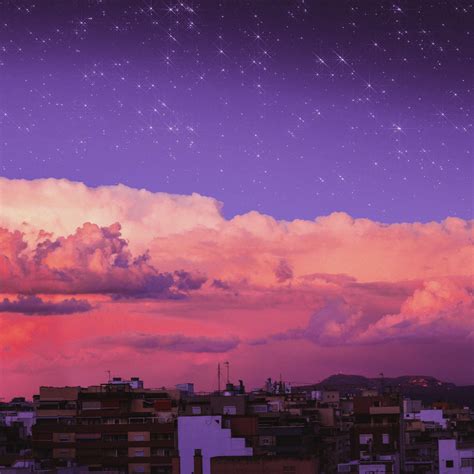 Lilac Sky Aesthetics Clouds Celestial Sunset Random Body Outdoor