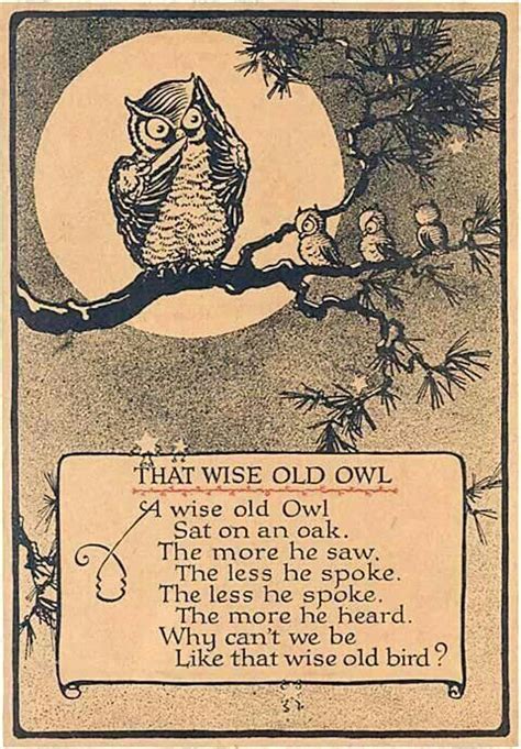 Wise Old Owl Classic Poems Owl Illustration Wisdom Quotes
