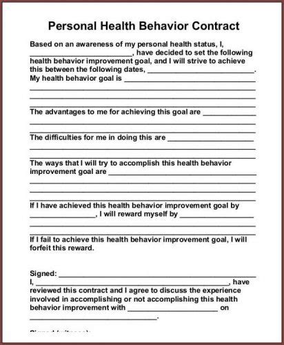 √ Free Editable Behavior Contract Template For Adults
