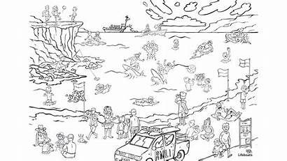 Activity Colouring Sheets Posters Rnli Spot Beach