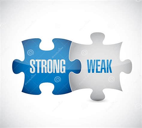 Strong And Weak Puzzle Pieces Sign Illustration Stock Illustration