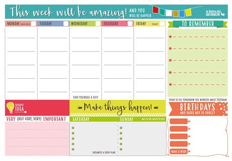 Weekly Planner Printable Organizer A4 Printer Check List Weekly Planner Instant Download