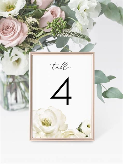 Any way you could upload a couple more numbers? Floral Wedding, Table Number Printable, White Rose Table Numbers, Editable Template, Instant ...