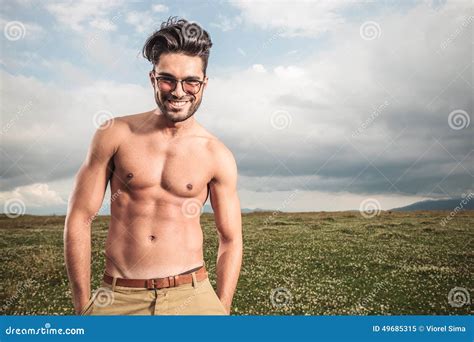 Naked Handsome Man Posing Outside Stock Photo Image 49685315
