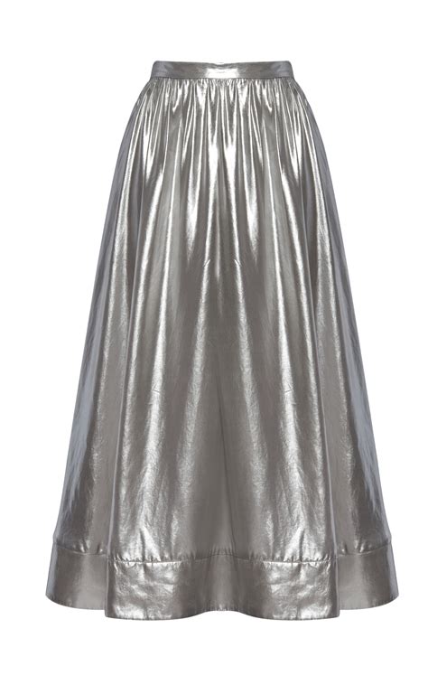 Lyst Whistles Daisy Foil Skirt In Metallic