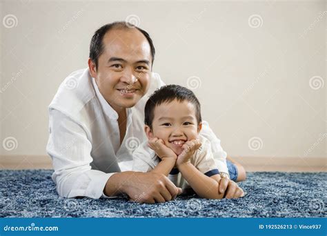 Asian Father And Son Smiling Portrait Stock Image Image Of Concept Embrace 192526213