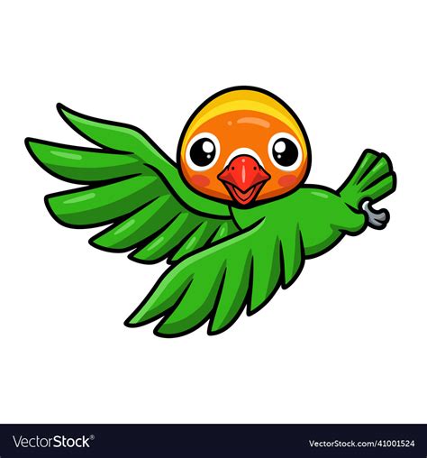 Cute Little Parrot Cartoon Flying Royalty Free Vector Image