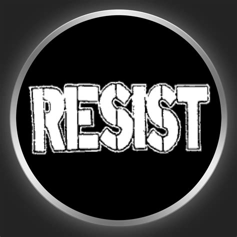 Resist White Logo On Black Button Art1220