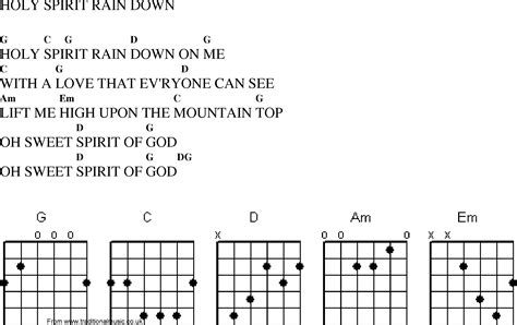 Christian Gospel Worship Song Lyrics With Chords Holy Spirit Rain Down