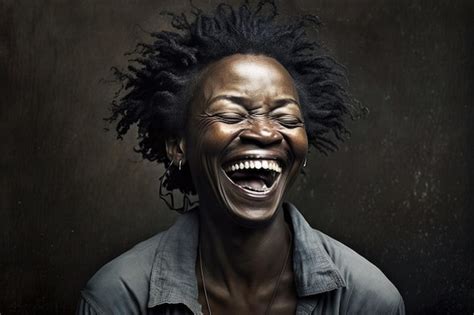 Premium Ai Image Laughing Black Woman