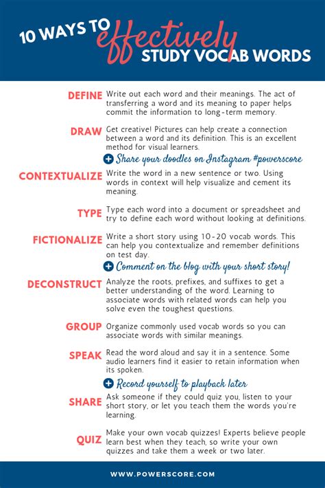 10 Ways To Effectively Study Vocab Words Powerscore Test Prep